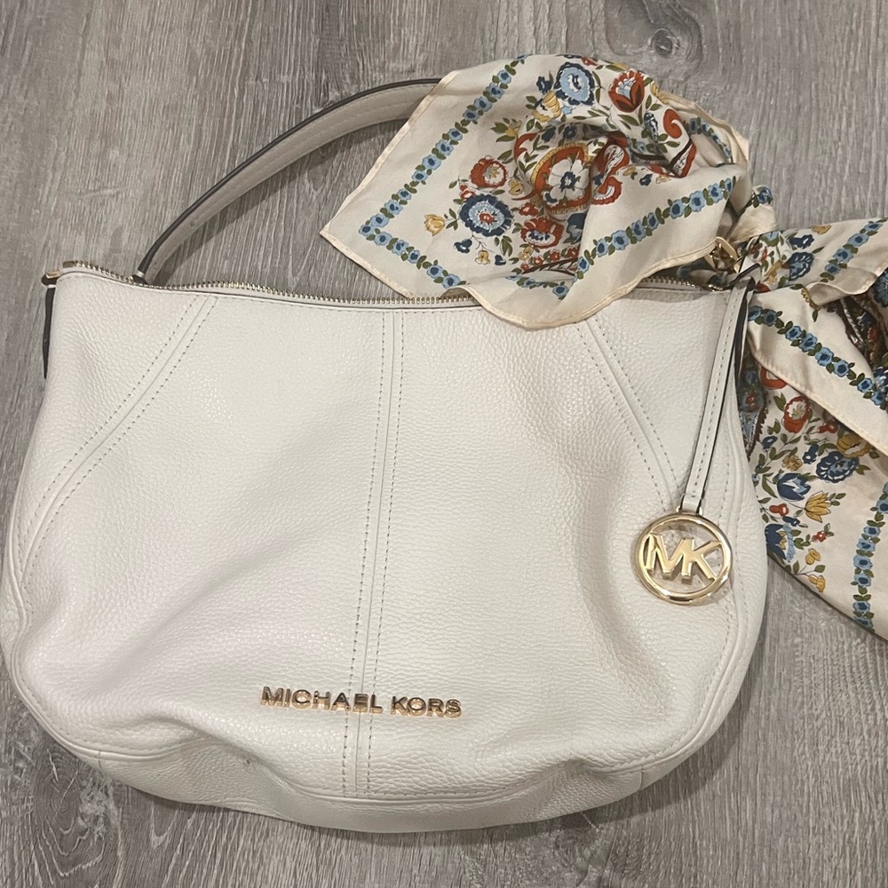 Michael Kors Pebbled Leather Hobo with scarf